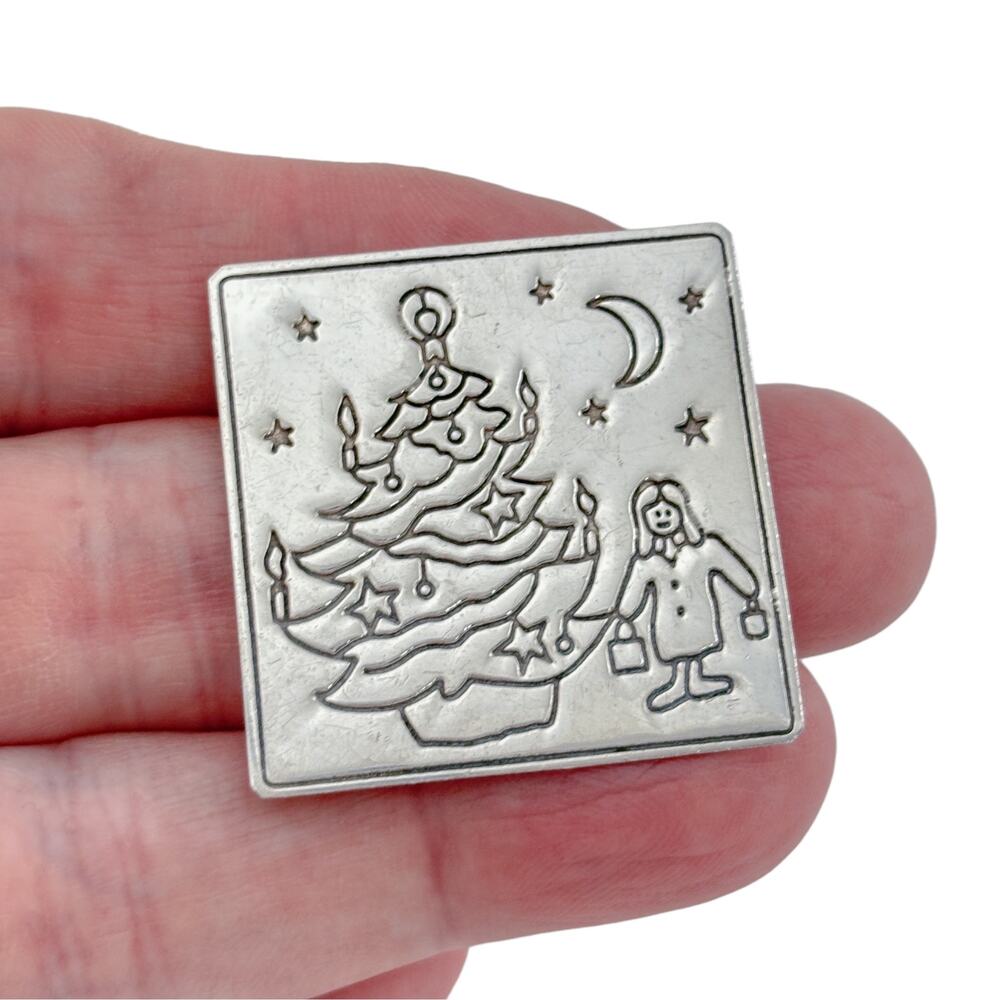 Vintage Mexico Taxco Sterling Silver 925 Mexico Christmas Tree Pin